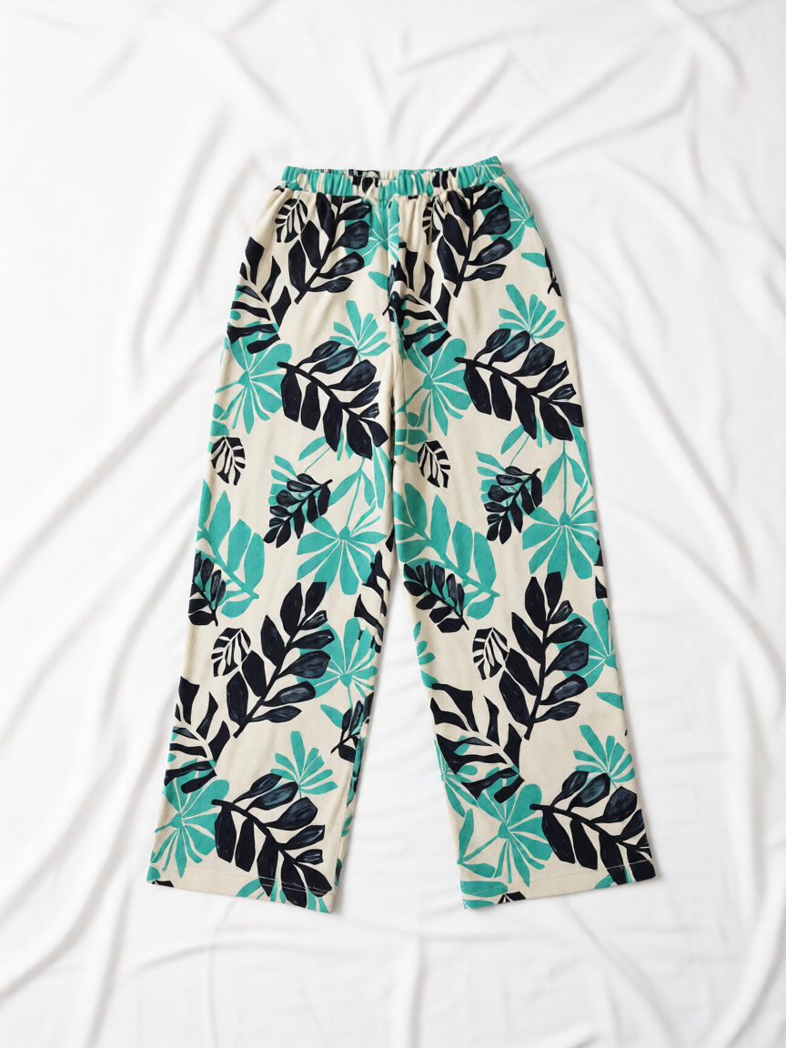 Pantalón Estampado Hojas Tropicales