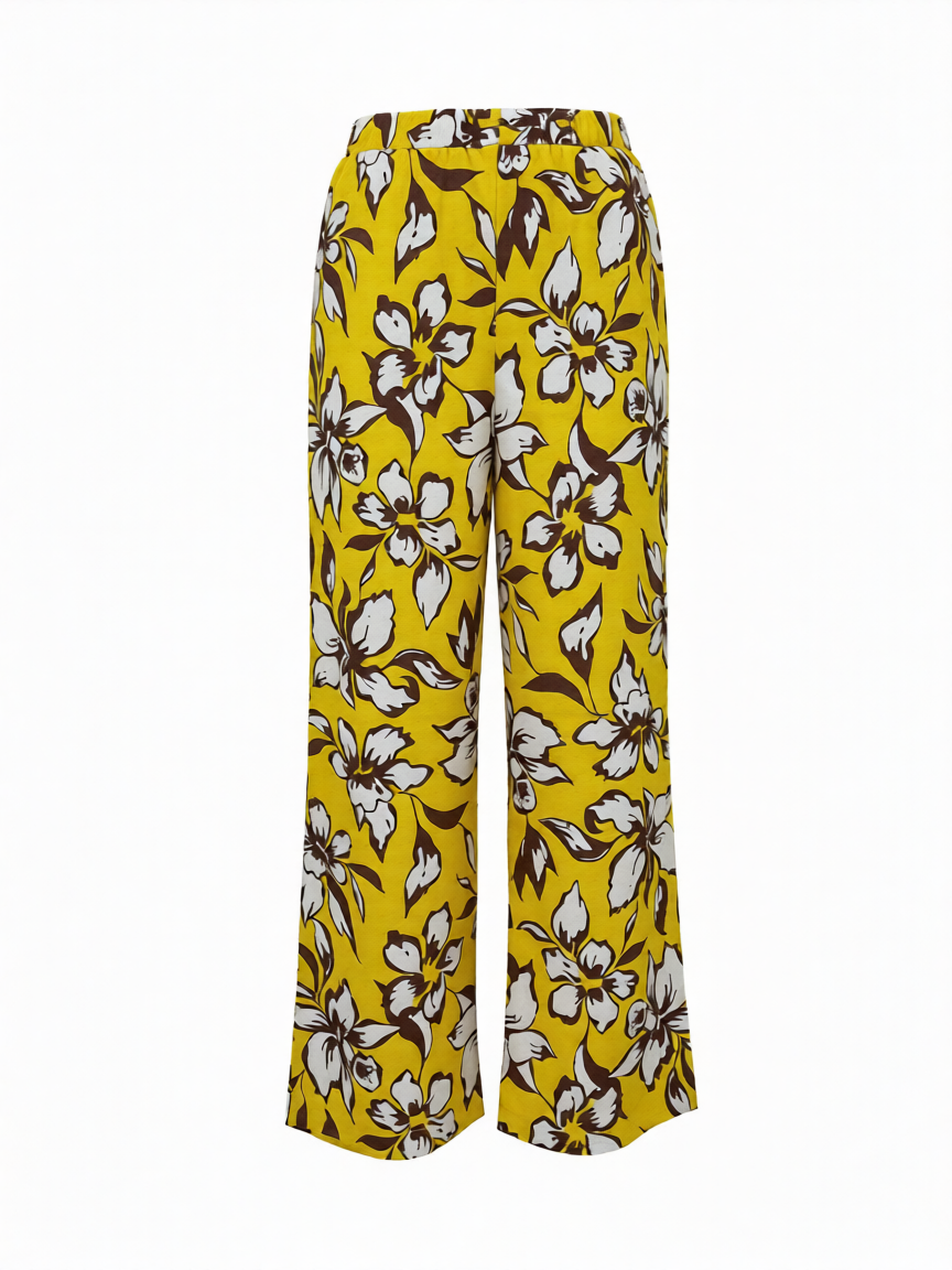 Pantalón Estampado Floral Amarillo