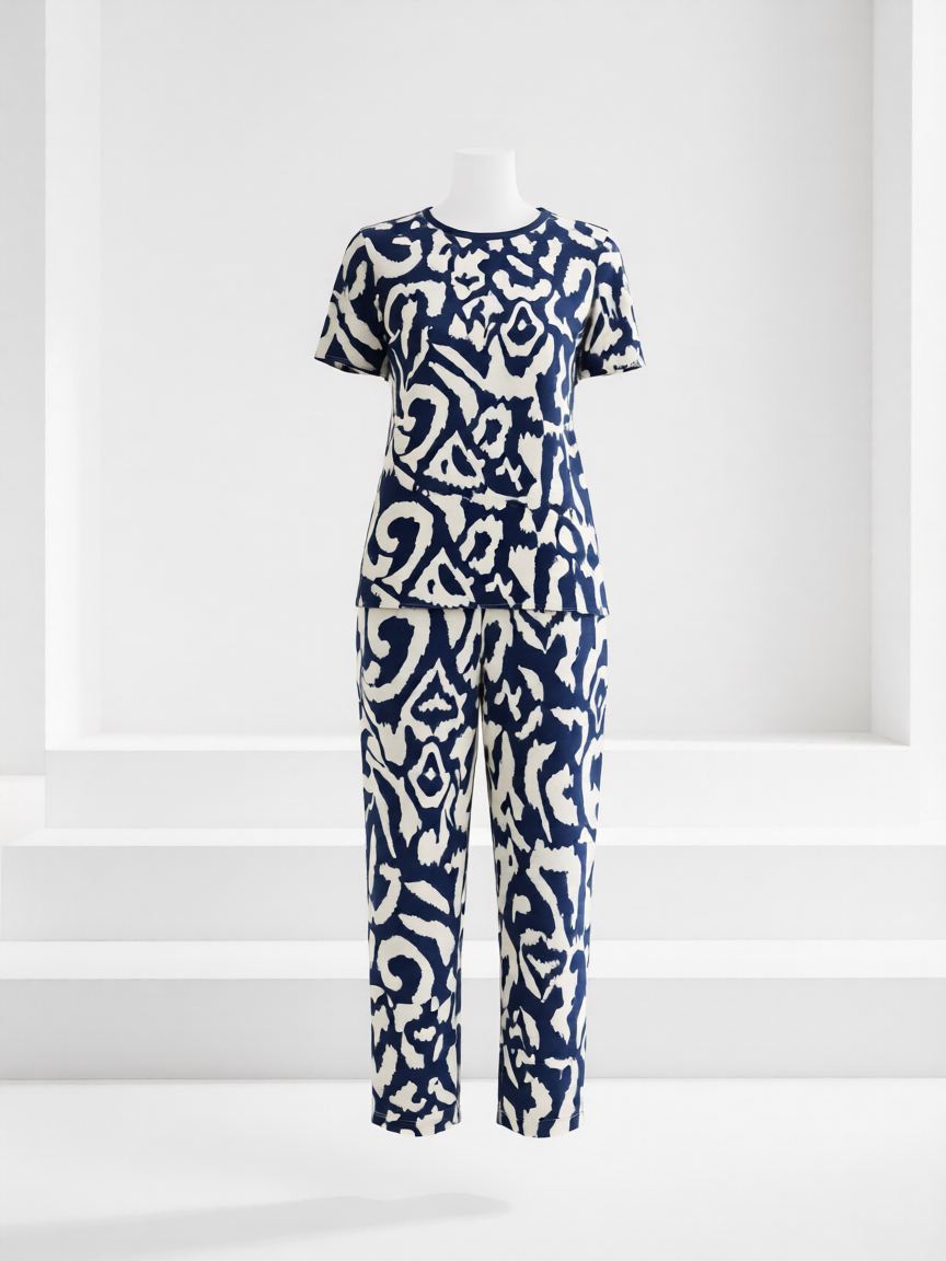 Pantalón Estampado Ikat Bicolor