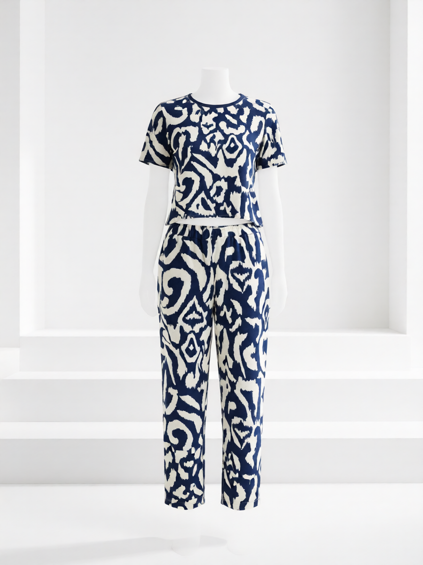 Pantalón Estampado Ikat Bicolor