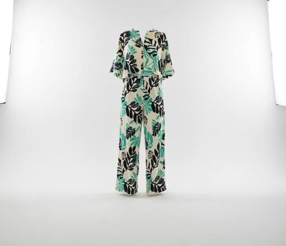 Pantalón Estampado Hojas Tropicales